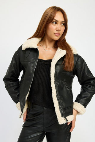 SHEARLING MOTO JACKET - MOD&SOUL - Contemporary Women's Clothing