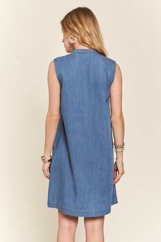 Sleeveless Denim Dress with Pockets - MOD&SOUL - Contemporary Women's Clothing