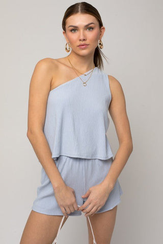 Sleeveless One Shoulder Layered Top Romper - MOD&SOUL - Contemporary Women's Clothing