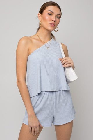 Sleeveless One Shoulder Layered Top Romper - MOD&SOUL - Contemporary Women's Clothing