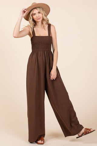 Smocked Wide Leg Jumpsuit - MOD&SOUL - Contemporary Women's Clothing