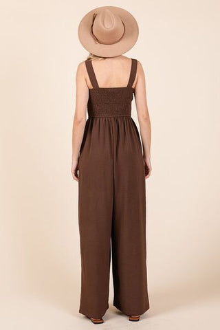 Smocked Wide Leg Jumpsuit - MOD&SOUL - Contemporary Women's Clothing