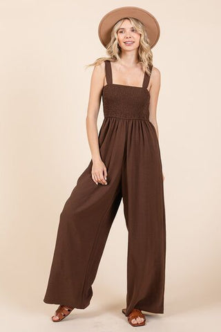 Smocked Wide Leg Jumpsuit - MOD&SOUL - Contemporary Women's Clothing