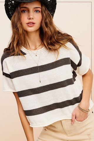 Striped Knit Top - MOD&SOUL - Contemporary Women's Clothing