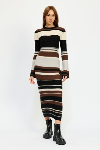 Striped Maxi Knit Dress - MOD&SOUL - Contemporary Women's Clothing