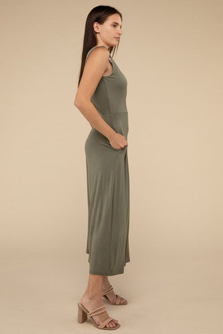 Surplice Neckline Sleeveless Jumpsuit - MOD&SOUL - Contemporary Women's Clothing