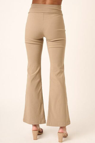 Surplice V Waist Flare Pants - Mocha - MOD&SOUL - Contemporary Women's Clothing