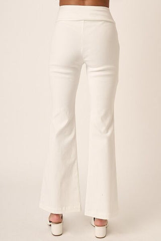 Surplice V Waist Flare Pants - White - MOD&SOUL - Contemporary Women's Clothing