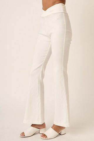 Surplice V Waist Flare Pants - White - MOD&SOUL - Contemporary Women's Clothing