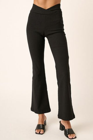 Surplice V Waist Flare Pants - MOD&SOUL - Contemporary Women's Clothing