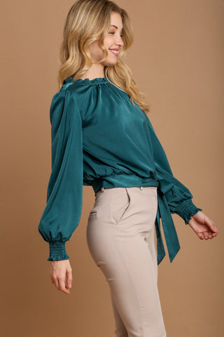 Tied Hem Long Sleeve Blouse - MOD&SOUL - Contemporary Women's Clothing