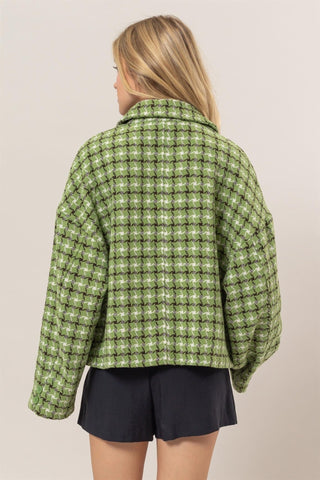 Tweed Plaid Button Up Jacket - MOD&SOUL - Contemporary Women's Clothing