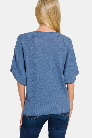 V - Neck Short Sleeve Dolman Sweater - MOD&SOUL - Contemporary Women's Clothing