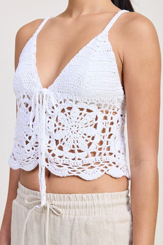 White Crochet Tie Top - MOD&SOUL - Contemporary Women's Clothing