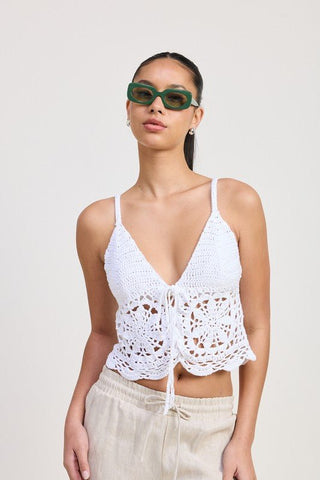 White Crochet Tie Top - MOD&SOUL - Contemporary Women's Clothing