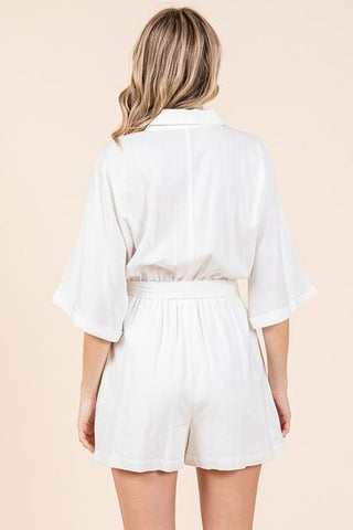 White Linen Romper - MOD&SOUL - Contemporary Women's Clothing