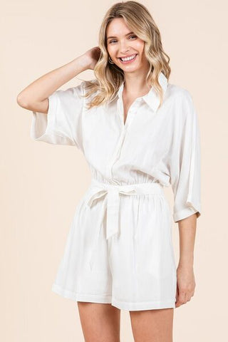 White Linen Romper - MOD&SOUL - Contemporary Women's Clothing