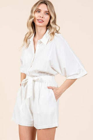 White Linen Romper - MOD&SOUL - Contemporary Women's Clothing