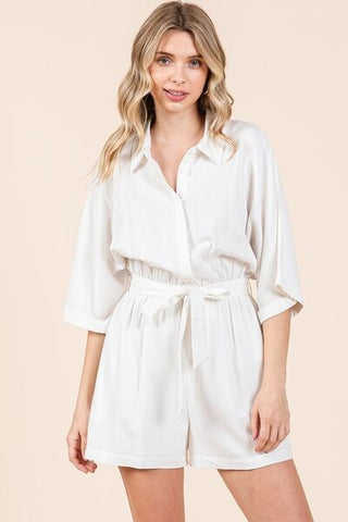 White Linen Romper - MOD&SOUL - Contemporary Women's Clothing