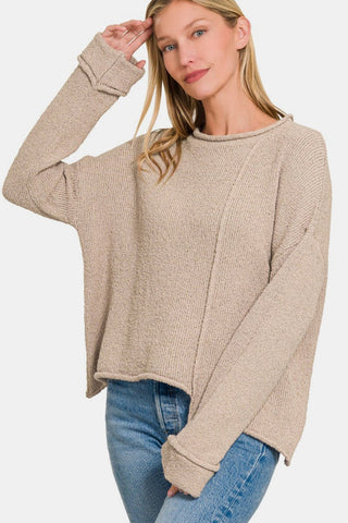 Zenana Asymmetric Hem Drop Shoulder Sweater - MOD&SOUL - Contemporary Women's Clothing