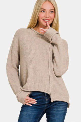 Zenana Asymmetric Hem Drop Shoulder Sweater - MOD&SOUL - Contemporary Women's Clothing