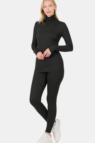 Zenana Full Size Turtleneck Top and Leggings Lounge Set - MOD&SOUL - Contemporary Women's Clothing