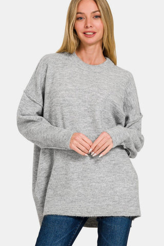 Zenana High - Low Hem Drop Shoulder Sweater - MOD&SOUL - Contemporary Women's Clothing