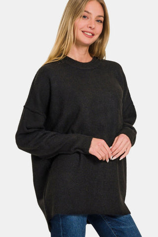 Zenana High - Low Hem Drop Shoulder Sweater - MOD&SOUL - Contemporary Women's Clothing