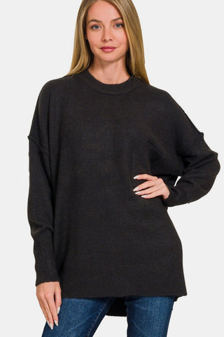 Zenana High - Low Hem Drop Shoulder Sweater - MOD&SOUL - Contemporary Women's Clothing