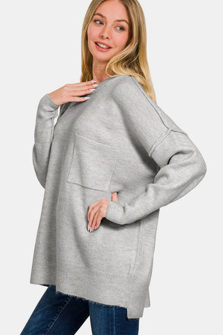 Zenana High - Low Hem Drop Shoulder Sweater - MOD&SOUL - Contemporary Women's Clothing