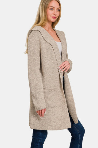 Zenana Hooded Open Front Sweater Cardigan - MOD&SOUL - Contemporary Women's Clothing