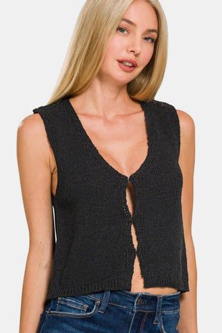 Zenana Hook and Eye Closure V - Neck Sweater Vest - MOD&SOUL - Contemporary Women's Clothing