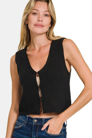 Zenana Hook and Eye Closure V - Neck Sweater Vest - MOD&SOUL - Contemporary Women's Clothing