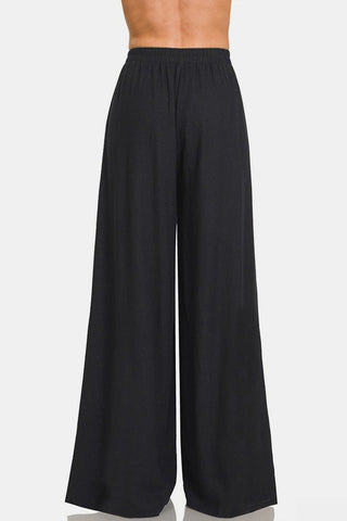 Zenana Pleated Linen Blend Wide Leg Pants - MOD&SOUL - Contemporary Women's Clothing