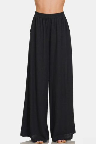 Zenana Pleated Linen Blend Wide Leg Pants - MOD&SOUL - Contemporary Women's Clothing