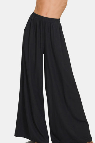 Zenana Pleated Linen Blend Wide Leg Pants - MOD&SOUL - Contemporary Women's Clothing