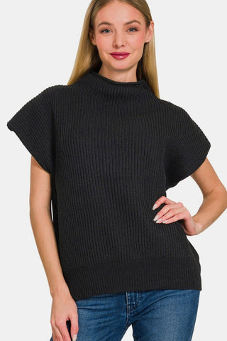 Zenana Short Sleeve Mock Neck Sweater - MOD&SOUL - Contemporary Women's Clothing