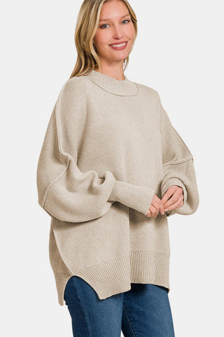 Zenana Side Sit Oversize Sweater - MOD&SOUL - Contemporary Women's Clothing