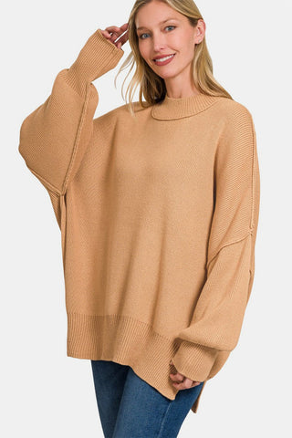 Zenana Side Sit Oversize Sweater - MOD&SOUL - Contemporary Women's Clothing