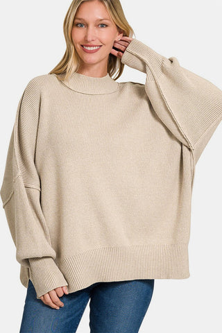 Zenana Side Sit Oversize Sweater - MOD&SOUL - Contemporary Women's Clothing