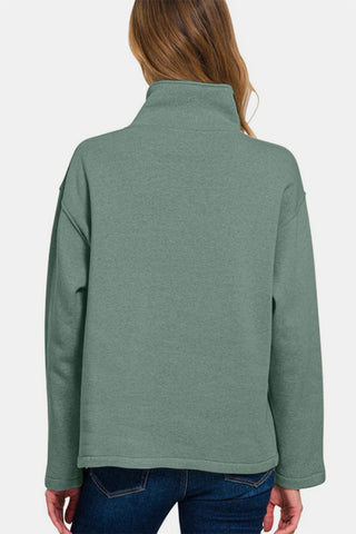 Zenana Turtleneck Half Snap Fleece Sweatshirt - MOD&SOUL - Contemporary Women's Clothing