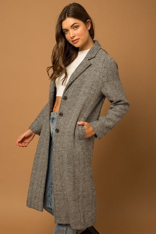 Herringbone Long Coat - PREORDER 11.20.23 -  - Mod & Soul - MOD&SOUL