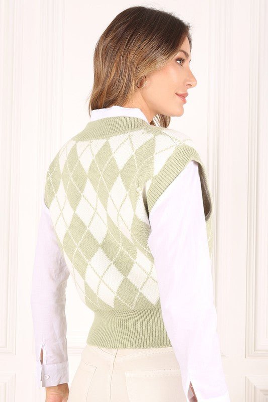 Knitted Argyle Sweater Vest – MOD&SOUL - Contemporary Women's Clothing
