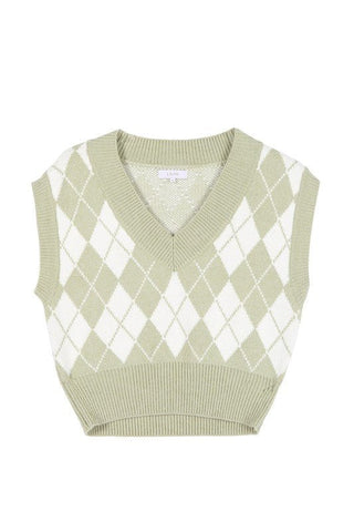 Knitted Argyle Sweater Vest -  - Lilou - MOD&SOUL