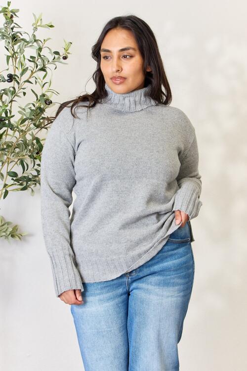 Turtleneck Side Slit Tunic Sweater – MOD&SOUL - Contemporary